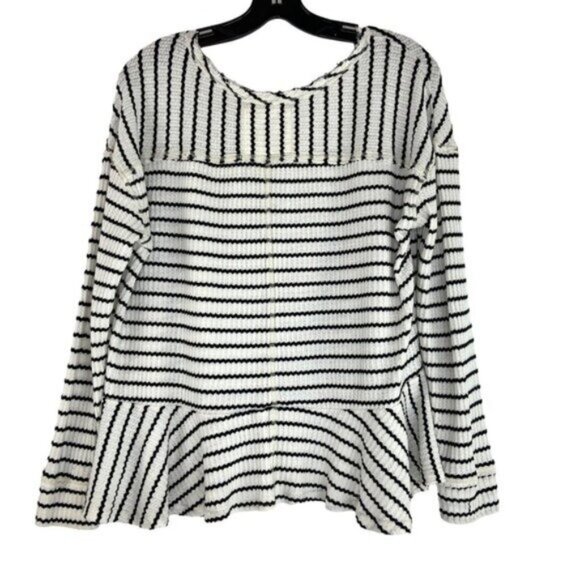 We the Free Striped Peplum Shirt Black and White - Picture 6 of 6